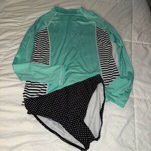 OP & Cat & Jack Swimsuit set XL 14 16 Rash Guard Top Bikini